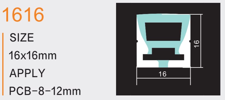 Silicon Flexible Led Profile 16*16mm 1mtr