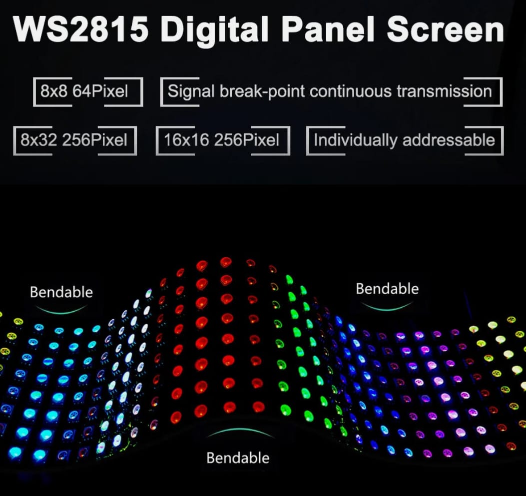 LED Full Color Ws2815 Pixel Screen Programmable Breakpoint Continuation 12V Pixel Soft Screen