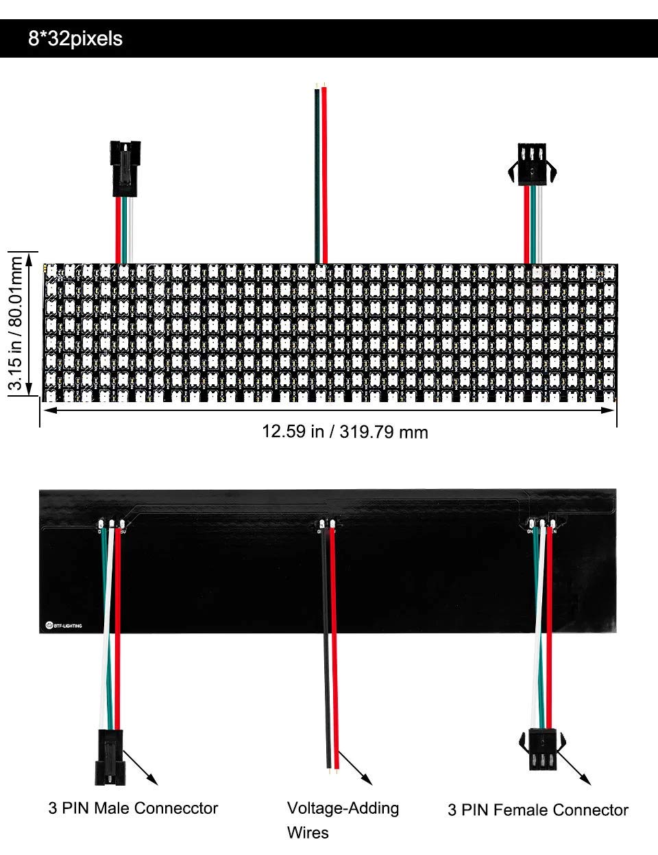 8x32 Addressable Flexible LED Matrix