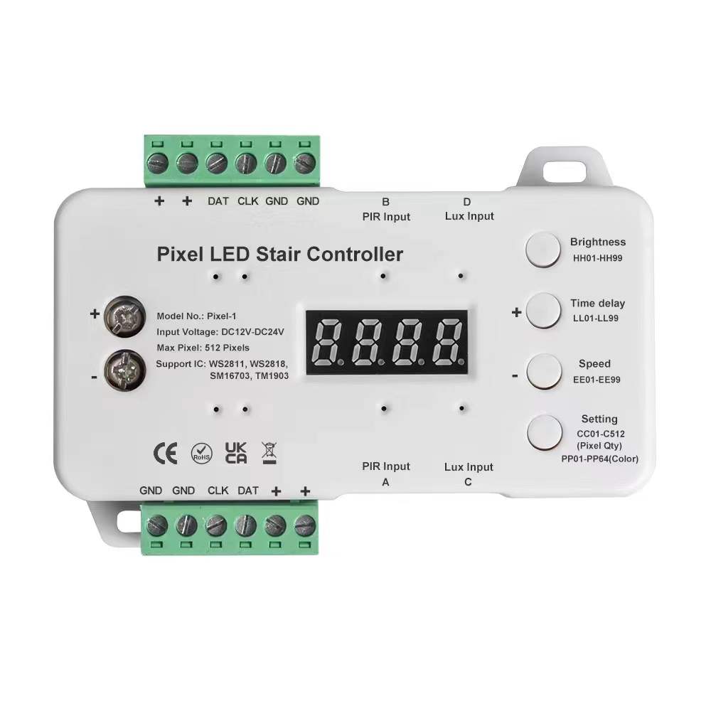 Pixel LED Stair Light Controller Dimmable Ladder Lighting PIR Motion Sensor Kit