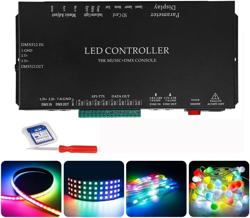 T8K Music Led Controller with 8port and Support dmx512 Console