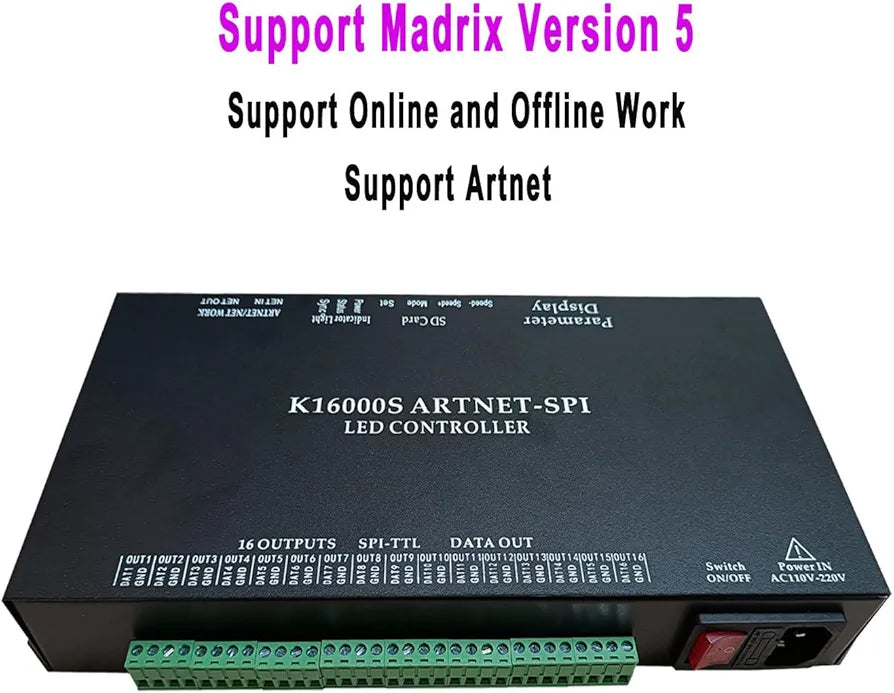 K16000S support Artnet online offine 16384 Pixels Controller