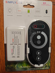 Simplylite RF wireless LED touch controller and dimmer designed for single-color LED strip lights, operating at DC12–24V