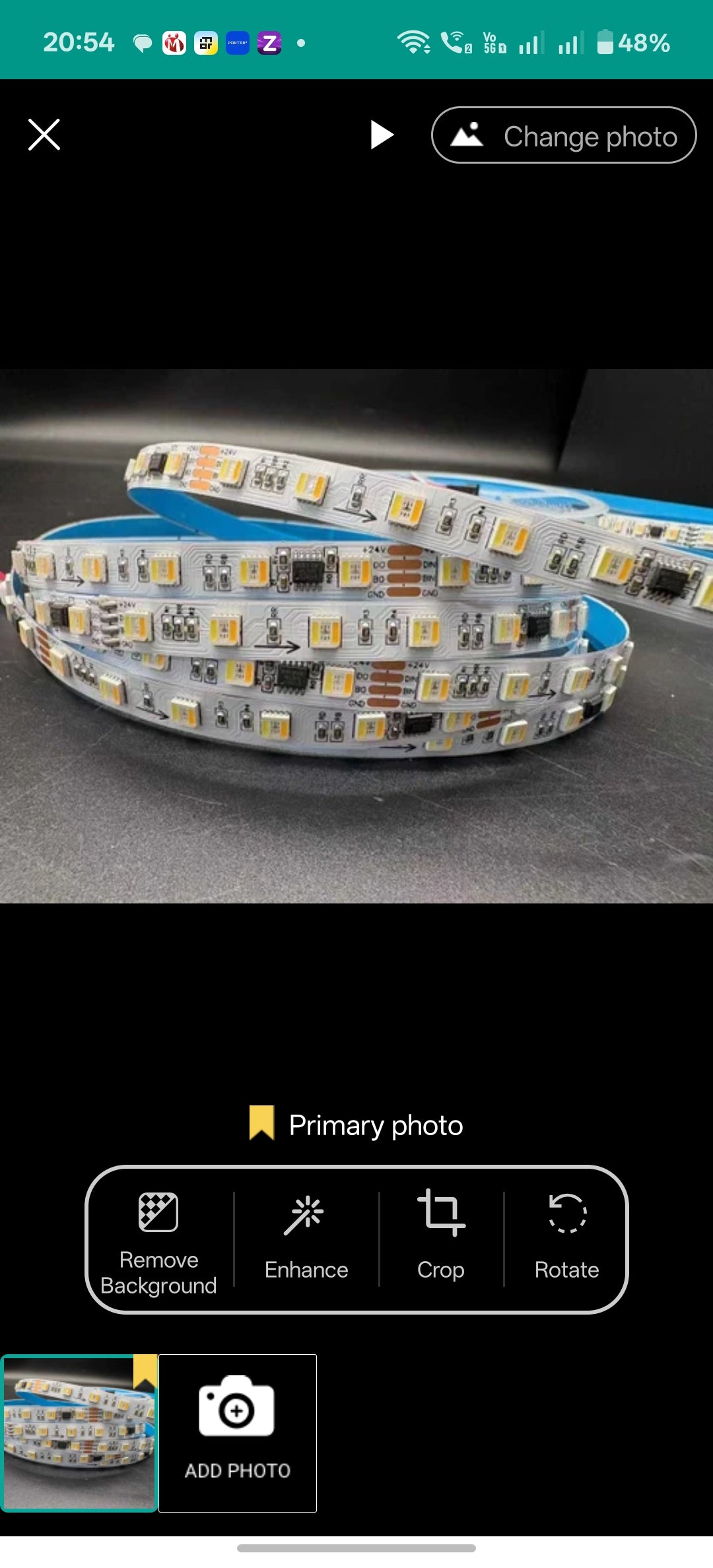 WS2805 5050SMD RGBCCT Pixel Led Strip Light 5 in 1 Dual Signal Addressable LED Lights RGB WW CW 3000K-6500K 24V 60Leds/m