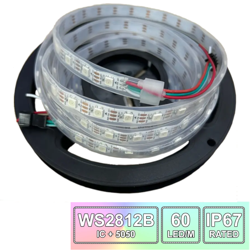 WS2812B 5V Addressable RGB IP67 Waterproof LED Strip  5mtr
